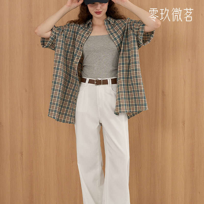 09women韩国大码夏白色软牛仔裤