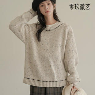 粗针毛衣78875 休闲宽松圆领针织厚款 2025韩国09women大码 女装