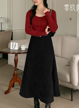 零玖微茗2025春季大码柔软束腰A字长裙微胖mm显瘦气质半身裙79250
