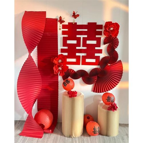 结婚婚房布置套餐拉花大喜字纸灯笼立柱蜂窝球婚庆婚礼用新房装饰