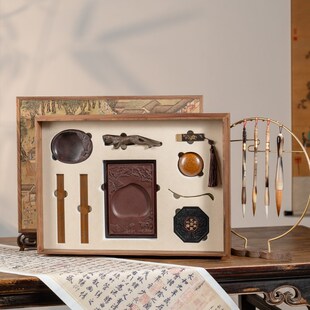 张小凤汴梁徽景文房四宝精品套装笔墨纸砚礼盒毛笔兼毫羊毫狼毫专