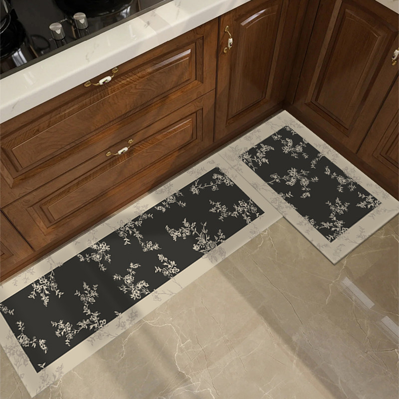 黑色复古防脏厨房地垫防滑防油可擦免洗硅藻泥吸水垫美式高级地毯,居家布艺,厨房地垫,淘宝优惠券,粉丝福利购,淘宝优惠卷