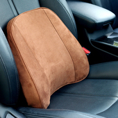 麂皮绒汽车头枕护颈枕四季 记忆棉 通用圆柱形用品车载腰靠腰垫套装