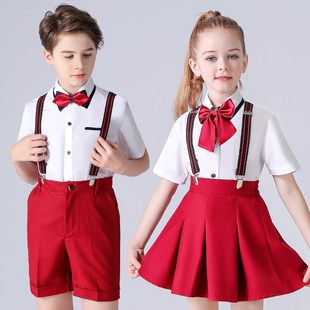 六一儿童节演出服小学生大合唱表演服装学院风男生背带裤夏季套装