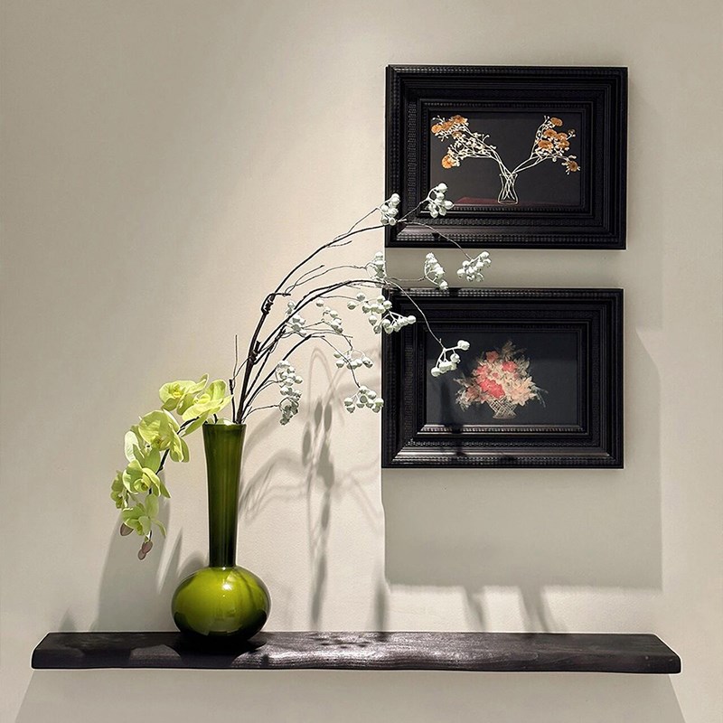 高级感中古风雏菊挂画花瓶隔板组合套装玄关装饰品艺术复古法式画