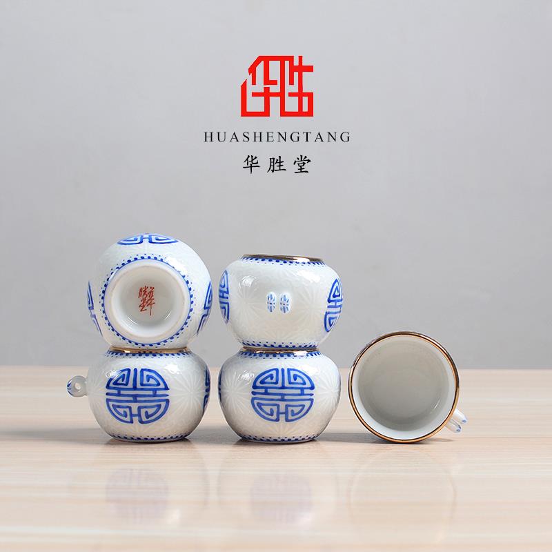 华胜堂 景德镇手绘粉彩丝白寿字图红子缸鸟食罐鸟杯 鸟笼配件图片