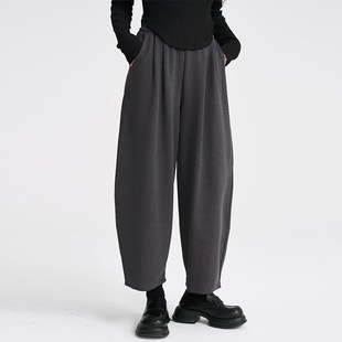 陆与山屿黑色男女直筒垂感弯刀裤子显瘦版镰刀裤阔腿百搭休闲长裤