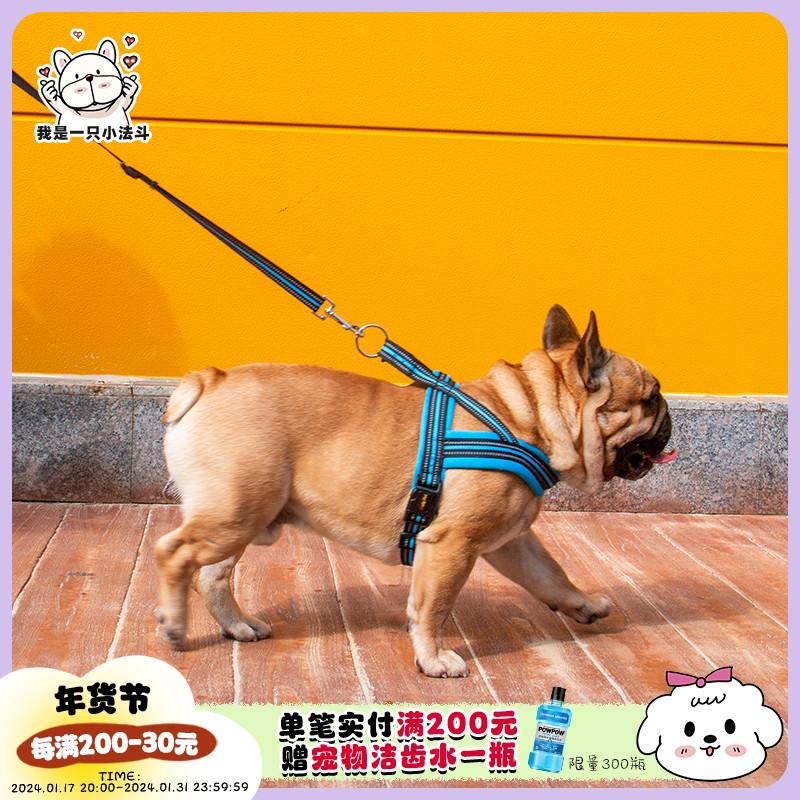 狗狗胸抱婴袋宠物牵引绳狗炼子幼犬中犬成犬胸背法斗反光牵引绳套