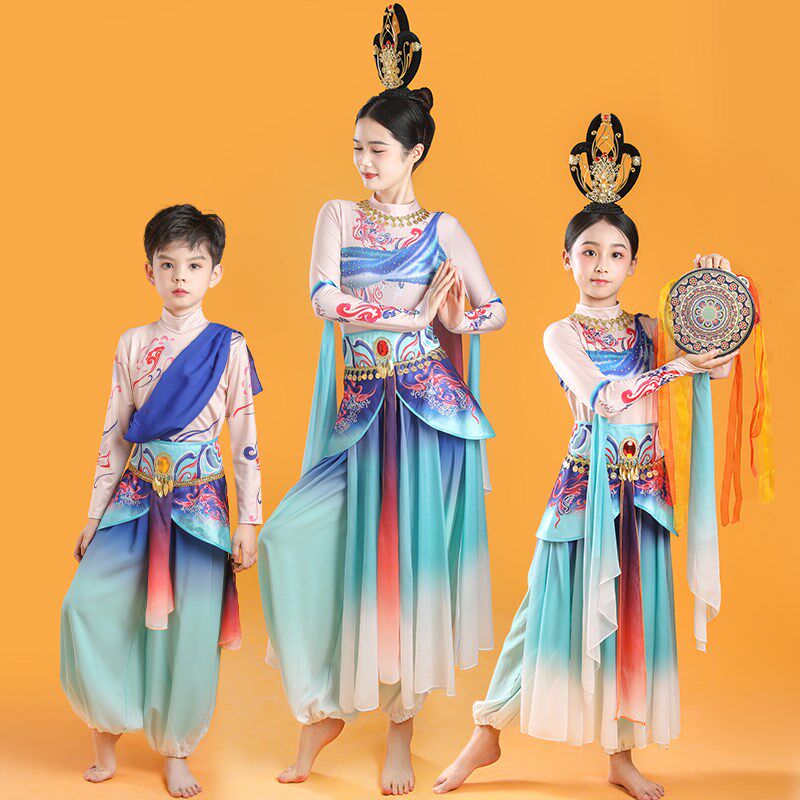 儿童敦煌飞天舞蹈表演出服女飘逸2025新款长袖一眼千年异域风情男
