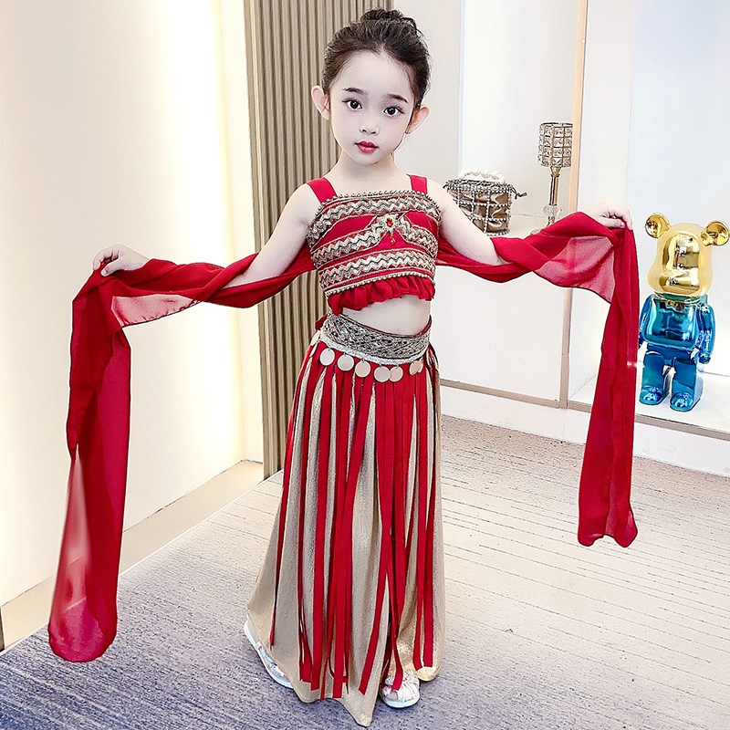 儿童敦煌公主异域风套裙舞蹈服装时髦洋气女童套装度假裙吊带半裙
