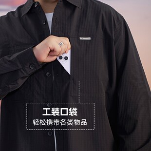 乔拉格大码男士外套2024秋季新款户外工装风衬衣潮翻领长袖上衣