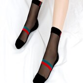 44大脚袜子女网红水晶丝袜大码 女袜玻璃丝袜棉底防滑中筒袜