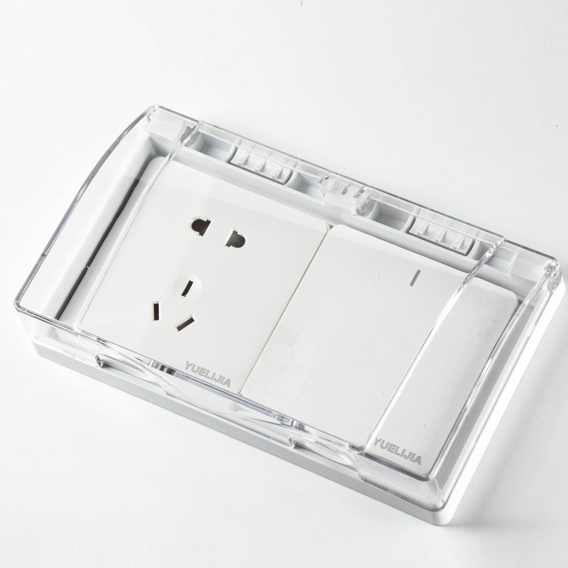 双86型二位开关插座防水盒粘贴式防水罩厕所电源防溅盒两位保护盖