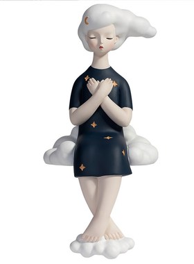 芸芸女孩治愈云朵摆件可爱家居装饰酒柜客厅桌面卧室少女创意礼物