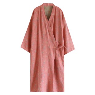 全棉复古提花睡衣浴衣日式 纱布睡袍女士薄款 和服汗蒸服家居服