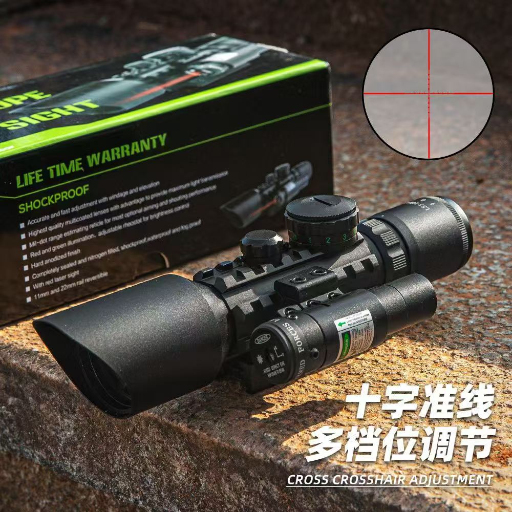 相机M9红绿激光一体3-10倍十字瞄i准器望远镜模型弹弓倍镜玩具件