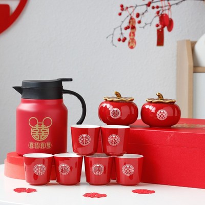 速发新中式订婚新新改礼敬茶杯结婚用品大全娘婚红色茶具高档口盒