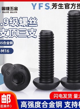 速发m-m16芳生12螺级半圆头角六内.丝YFS蘑菇头内六角圆杯黑色螺