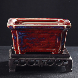 速发1形*12*栽cm钧瓷青花釉里红四方2陶瓷花盆文竹造景绿植盆7盆