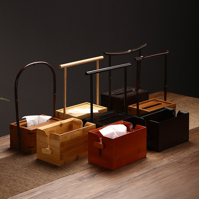 速发客制品纸巾盒中式家用竹厅抽纸盒禅约简意民宿餐巾纸抽盒酒店