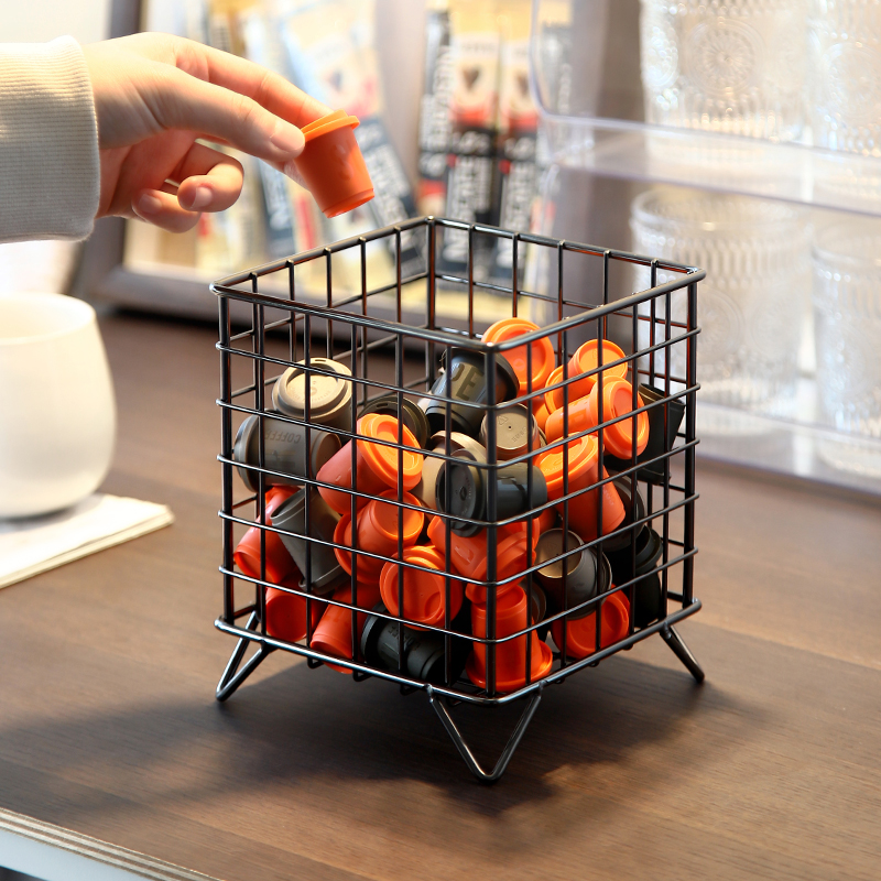 速发三啡半咖啡收纳盒金属铁艺储存奶球溶篮速粒咖顿展示架