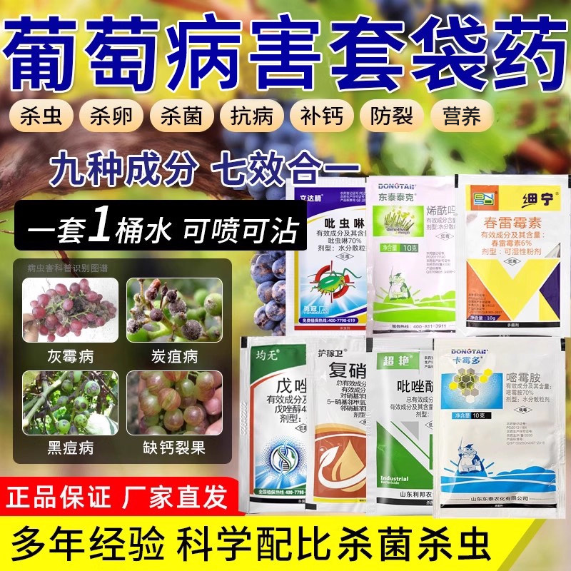 葡萄树套袋药葡萄防裂果灰霉病霜霉病炭疽病杀虫杀菌防病农药套餐