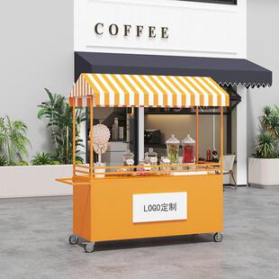 现代铁艺花车户外集市地摊摆摊手推车小吃夜市移动摊位小推车网红