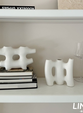 林与/创意简约抽象陶瓷花瓶摆件客厅插花干花网红餐桌卧室装饰品
