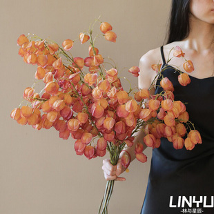 逼真干花栾树灯笼果假花仿真花摆设装饰高档轻奢仿生花束花艺摆件