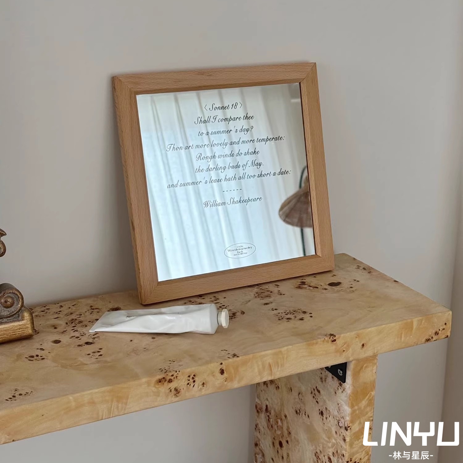 中古风木质镜创意复古小众艺术