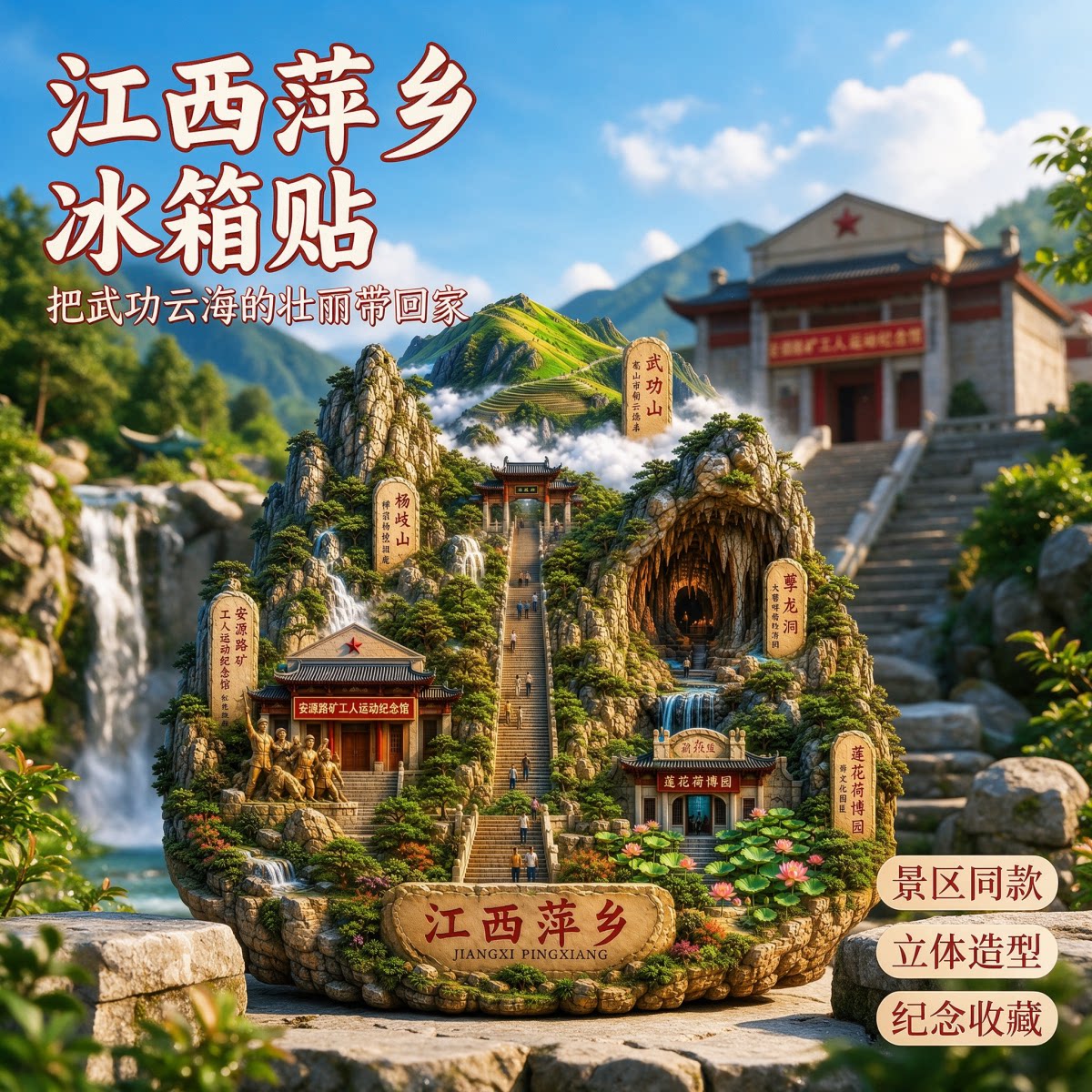 江西萍乡城市旅游纪念冰箱贴磁吸