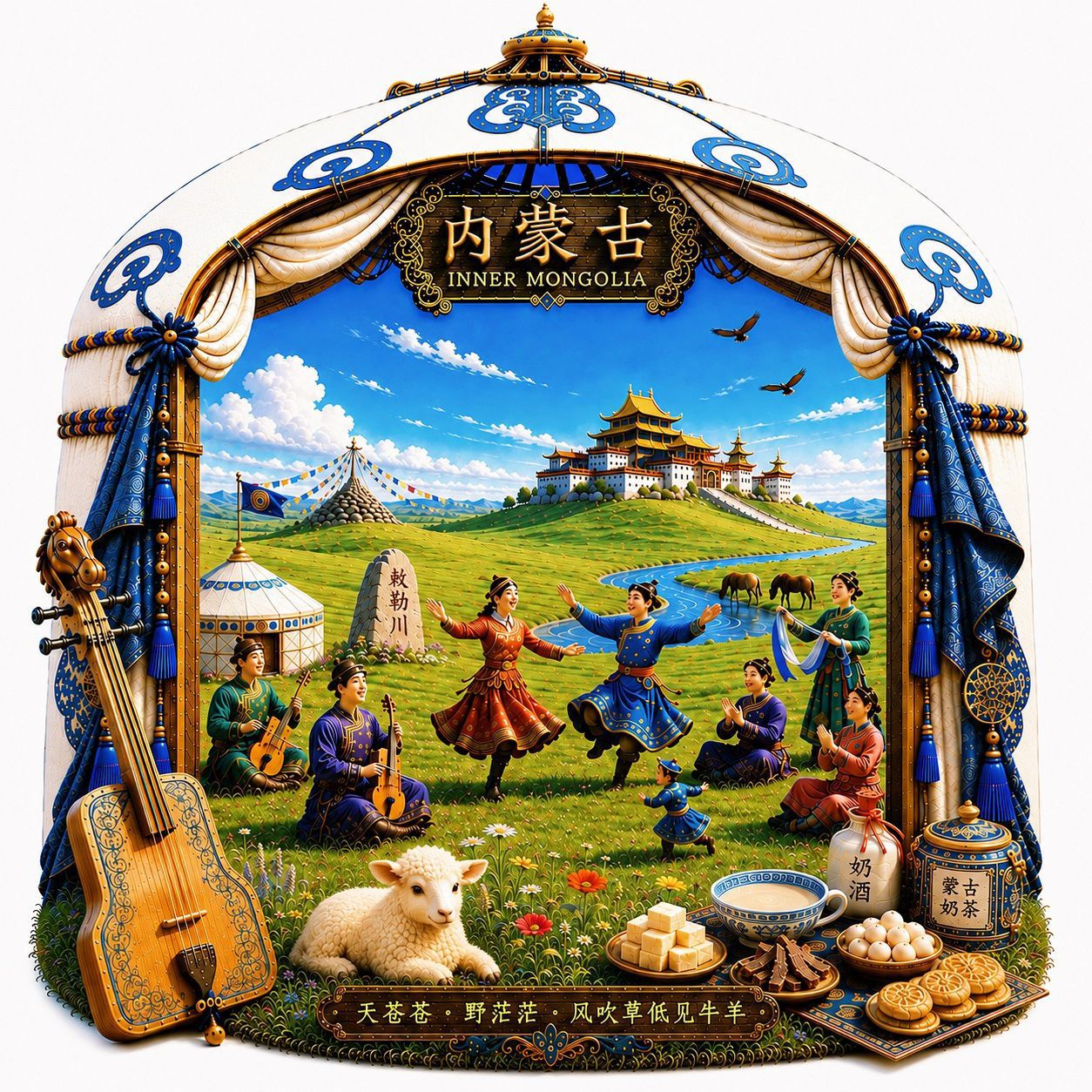 内蒙古景点旅游文创纪念品冰箱贴