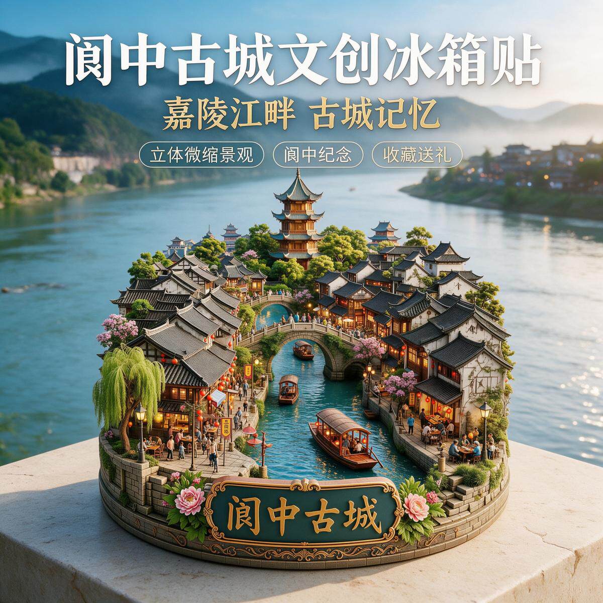 南充阆中古城旅游纪念品冰箱贴