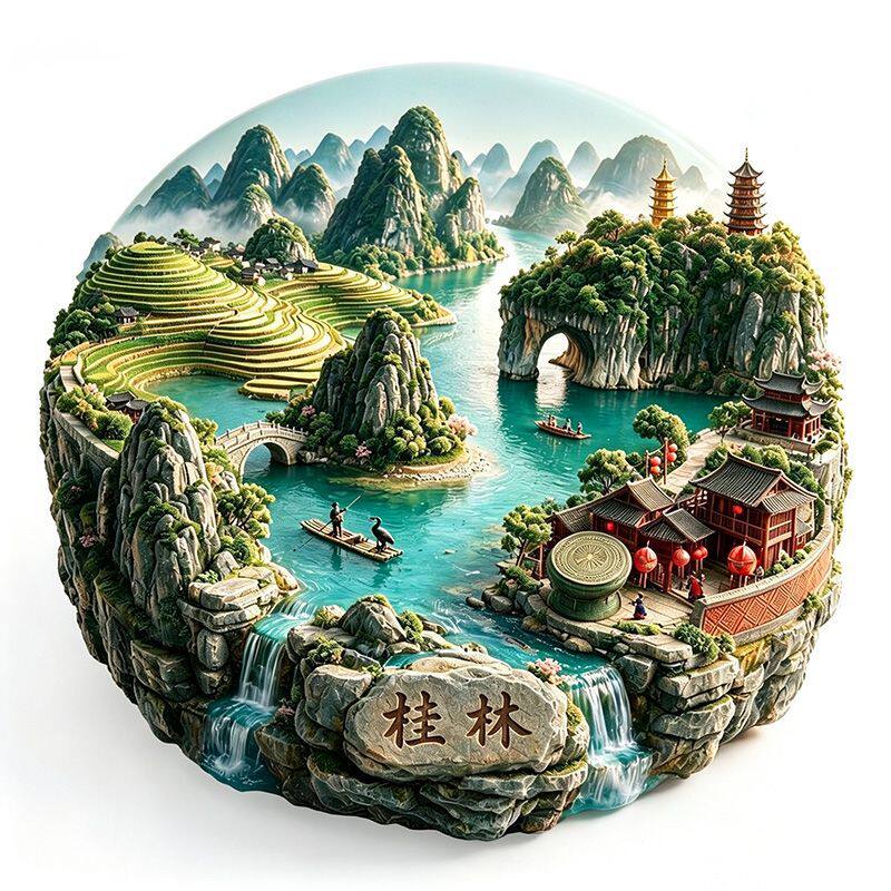 桂林城市旅游纪念品冰箱贴磁吸