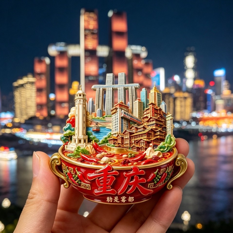 雾都重庆城市旅游纪念冰箱贴磁吸