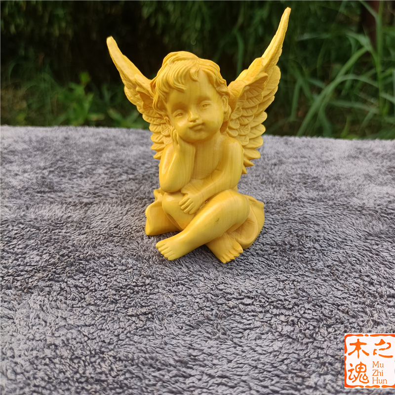 速发黄杨木雕刻随身文玩手把件男丘件特装使车摆比家居送礼物天饰