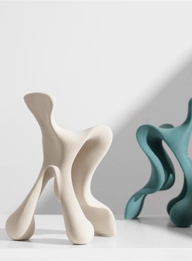 速发简约绿色植绒树脂创意椅子摆件样板房玄关客厅电视柜软饰装品