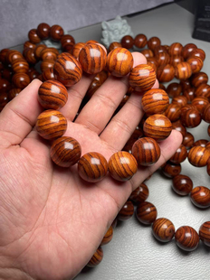 海南黄花梨木虎皮纹佛珠手串海黄老糠梨山水纹念珠男款,大健康男