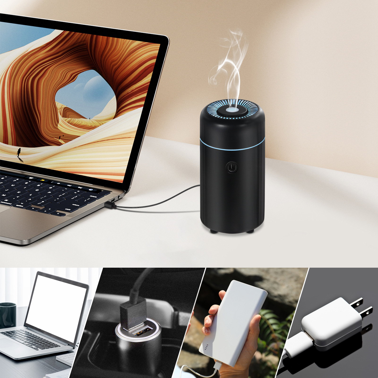 Diffuser新款100ml车载香薰机家用汽车加湿器mini冷雾扩散器