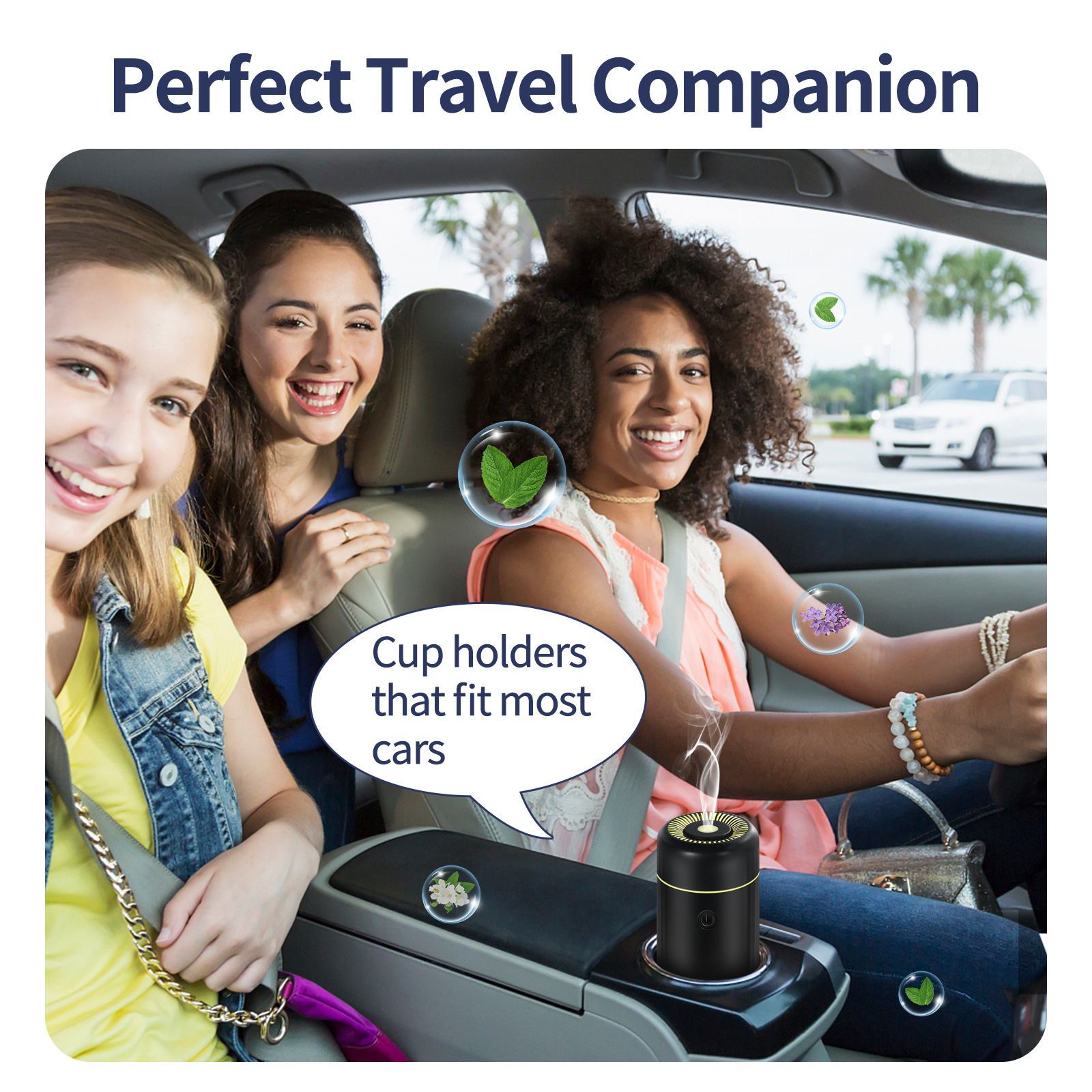 智能车载香薰加湿器100ml七彩灯车载加湿器补水超声波香薰机