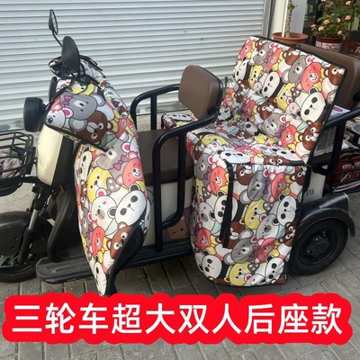三轮车双人后座挡风被冬季加大加厚加宽电动车加绒防风罩电车防水