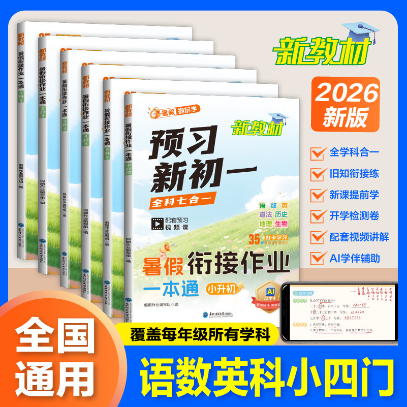 小学生暑假衔接作业全6册 一本通 假期预复习每日一练