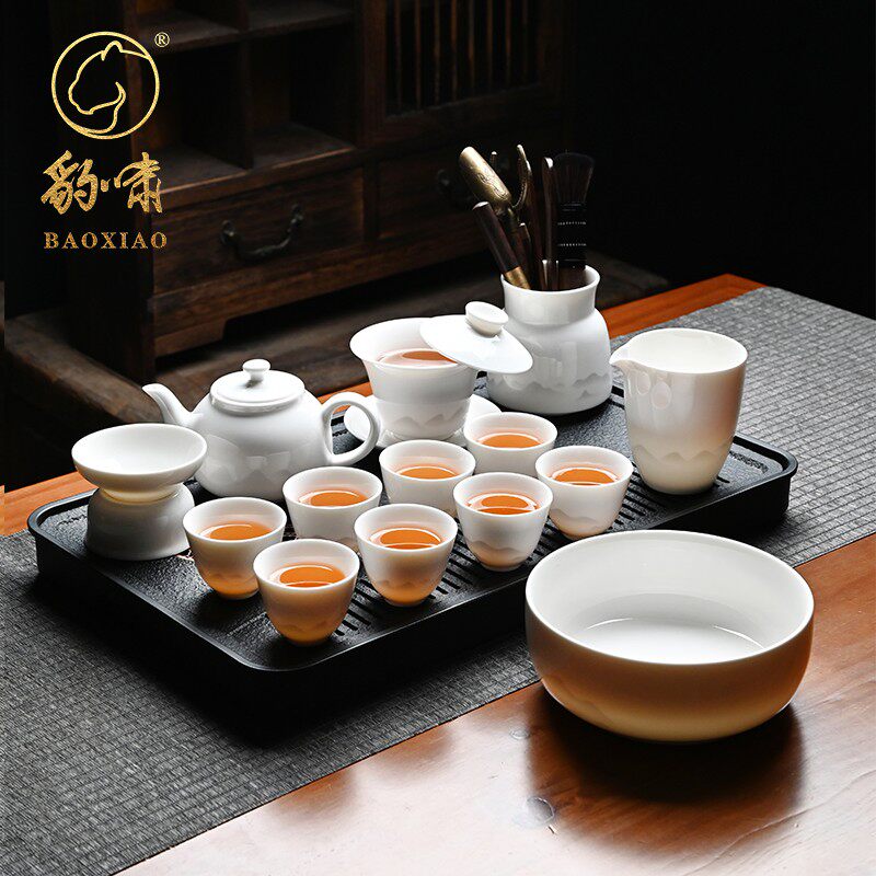 羊脂玉瓷功夫茶具套组家用轻奢高档整套茶壶茶杯送礼会客泡茶套装