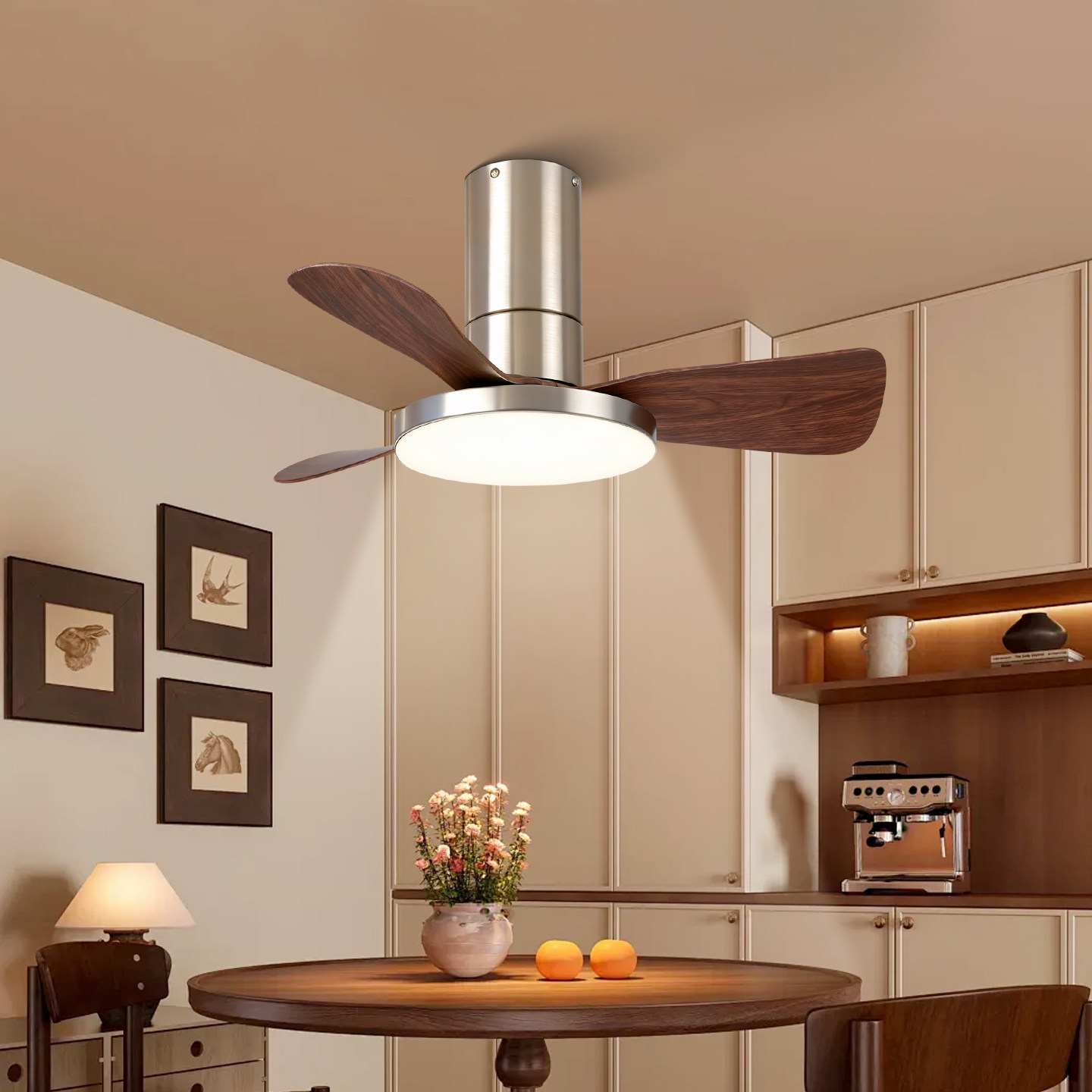 远东中古风吊扇灯变频木纹餐厅卧室阳台风扇一体吊灯吸顶商品房灯,家装灯饰光源,风扇灯,淘宝优惠券,粉丝福利购,淘宝优惠卷