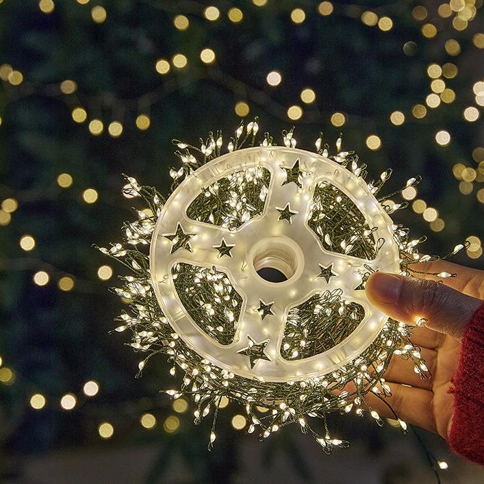 LED耶诞树绿线鞭炮灯串蜈蚣铜线鞭炮灯串室外庭院装饰灯耶诞彩灯