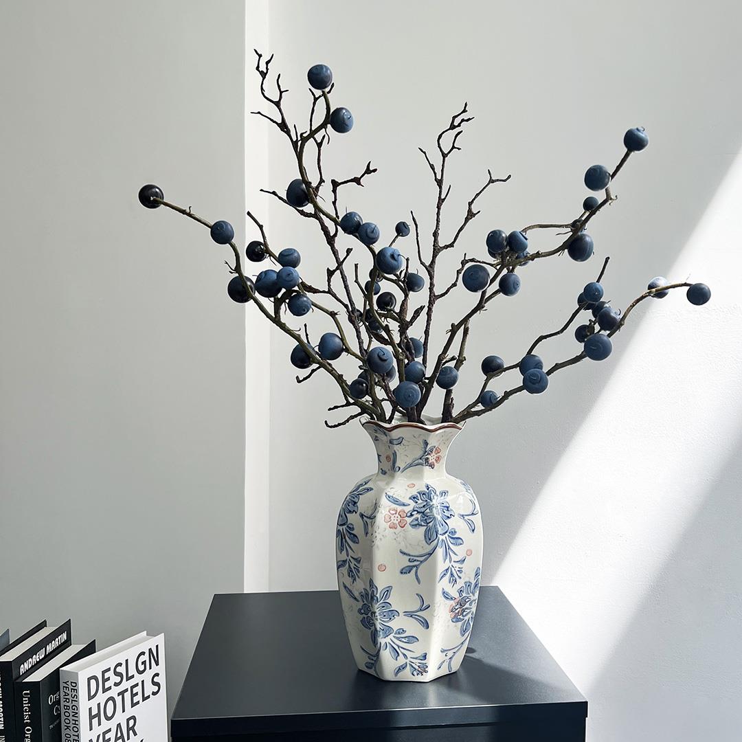 仿真蓝莓果摆设摆件客厅餐厅装饰氛围感提升仿真花高级感逼真花束