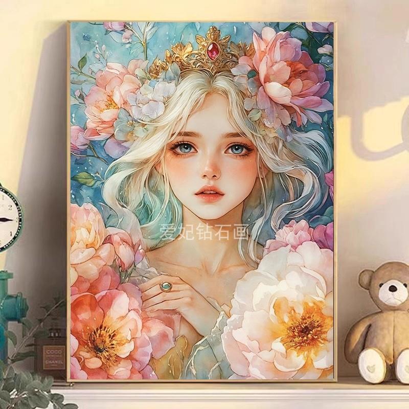 2025年新款DIY手工贴钻点钻十字绣方钻满钻钻石画 画钻石绣鲜花美