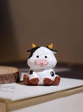 【精品版】丑牛手工木雕小摆件卡通可爱十二生肖系列装饰品礼物