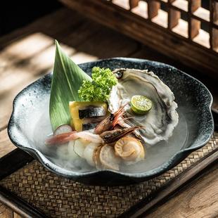 高端海鲜刺身盘鲑鱼专用盘商用餐具干冰盘日式 摆盘火锅店备盘子