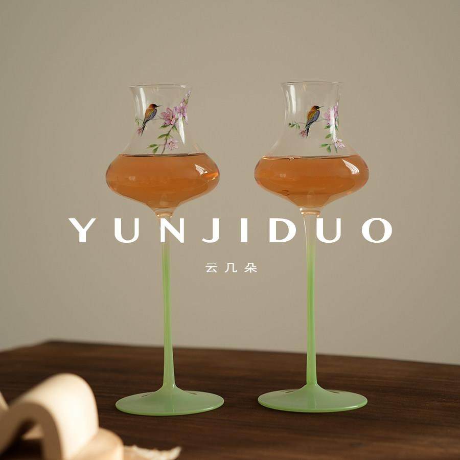 云几朵 花鸟淡绿高脚香槟甜酒杯质感礼物中式复古家用鸡尾酒杯子,餐饮具,甜酒/香槟杯,淘宝优惠券,粉丝福利购,淘宝优惠卷